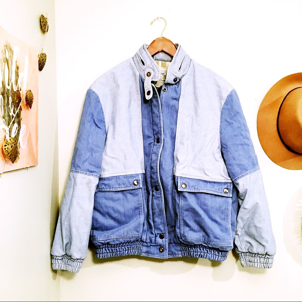 SOLD ⛔️Vintage Denim Heavyweight Bomber Coat